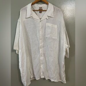 Bruno Men's Cream Pure 100% Linen Shirt Shirt Sleeves Vacation Beach 3XL NWT